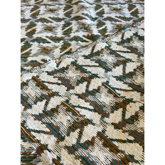 Vtg Tapestry Upholstery Fabric 66x55 Tribal Woven Jacquard Turquoise Brown Cream - Picture 6 of 10